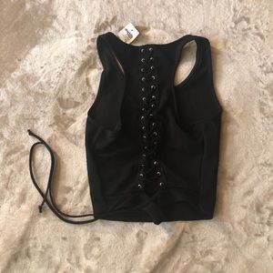 Lace up tank crop top
